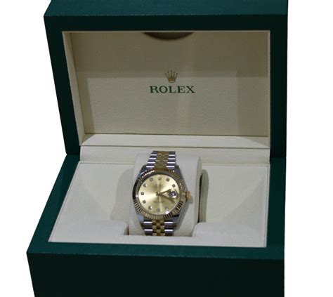 Rolex Datejust 41mm Steel And Yellow Gold Champagne Diamond Dial Fluted