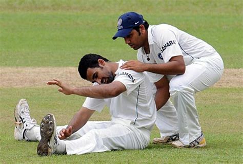Rohit Sharma Helps Zaheer Khan Stretch