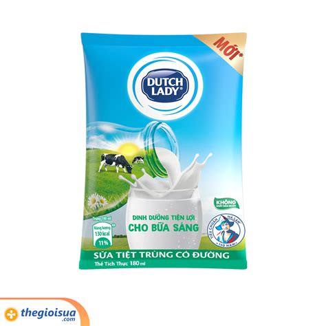 Sữa tiệt trùng Dutch Lady có đường bịch 180ml - Thùng 48 bịch - Thành ...