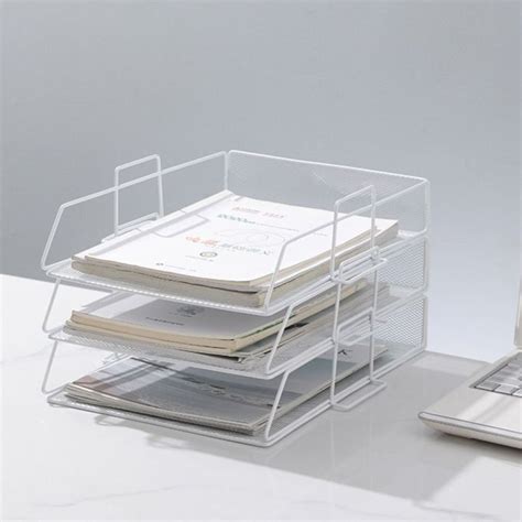 SFHDF Desktop Organizer Stackable File Rack File Organizer Papers Rack A4 File Storage Tray ...