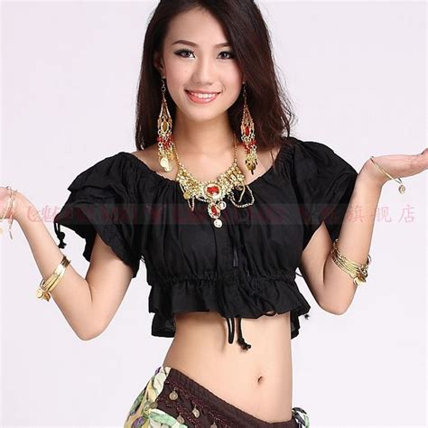 2017 Belly Dance Top Tees Costume Dancing Wear Belly Dance Top The Flax Tether Puff Tops From