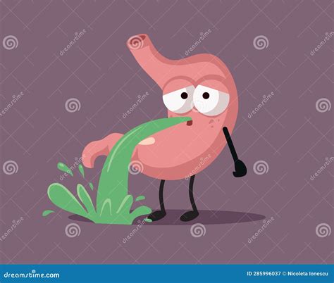 upset sick stomach vomiting feeling nauseated vector cartoon character