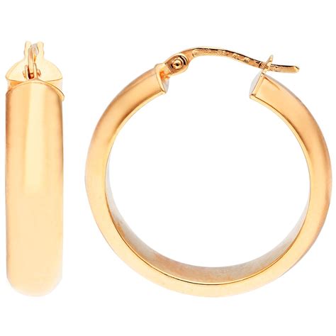 9ct Yellow Gold 25mm Wedding Band Style Hoop Earrings Buy Online