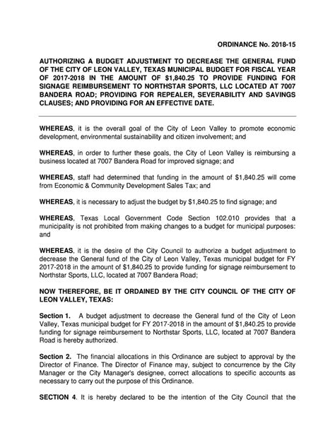 Fillable Online Ordinance Ordinance Tocker And Tbf Grant