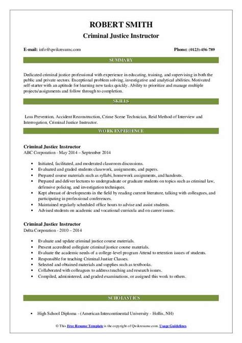 Criminal Justice Resume Templates