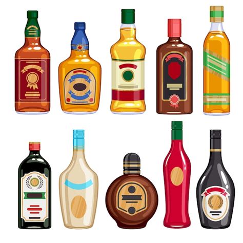 Premium Vector Whisky And Liquor Bottles Icons Set