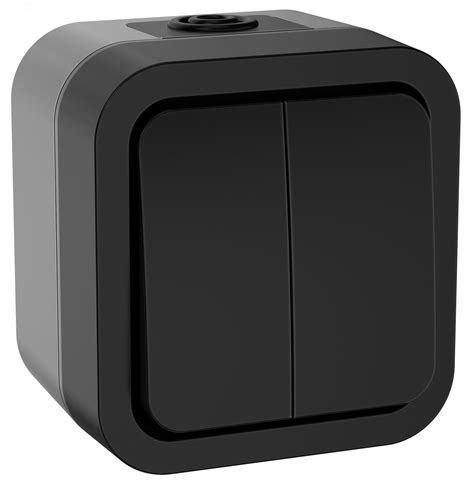 Выключатель двухклавишный TORS 10А IP55 графит артикул TS-V20-0-10-55 ...