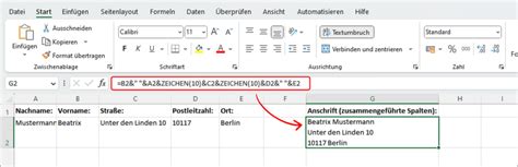 Excel Spalten Zusammenf Hren Mit Leerzeichen Inhalt Untereinander Etc