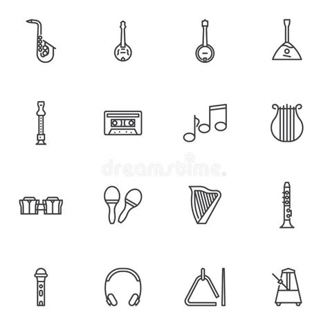 Conjunto De Iconos De La L Nea De Instrumentos Musicales Ilustraci N