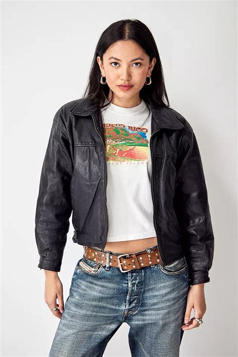 Urban Renewal Vintage Zip Up Leather Jacket Urban Outfitters Uk