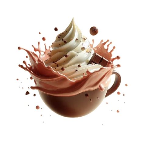 Premium PSD Whipped Cream Hot Chocolate Splash