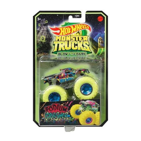 Carrinho Hot Wheels Monster Trucks Brilha No Escuro Podium Crasher Mattel Carrinho De