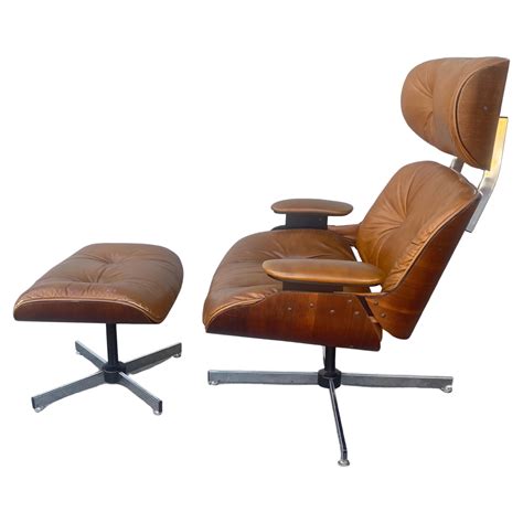 Eames Style Lounge Chair And Ottoman Leather Plycraft Classic