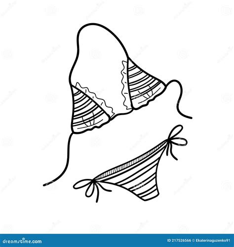 Doodle Hand Zeichnen Frauen Badeanzug Bikini Vektor Vektor Abbildung Illustration Von