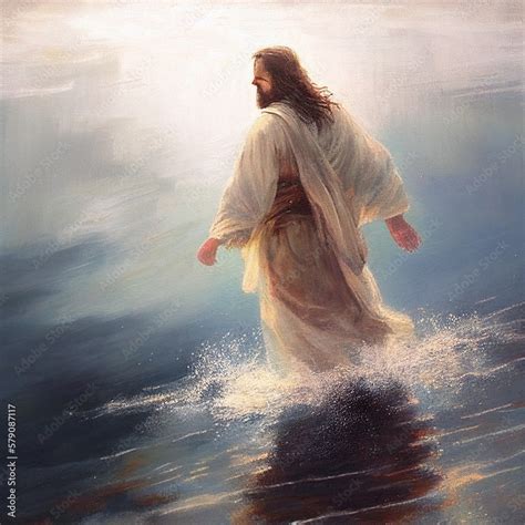 Jesus Walks On Water Generative Ai Stock Illustration Adobe Stock