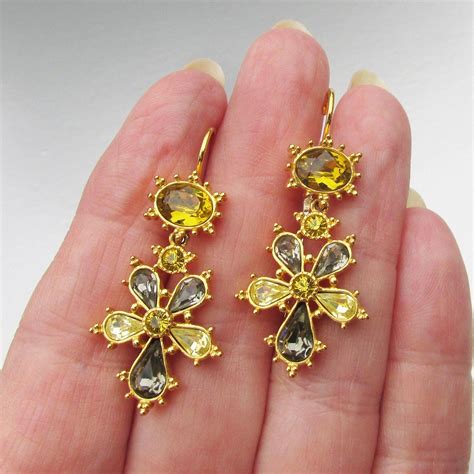 Joan Rivers S Vintage Gold Tone Citrine Rhinestone Russian Cross