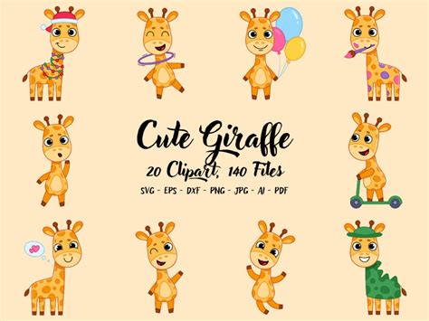 Cute Giraffe Clipart Kawaii Clipart Transparent Stickers - Etsy