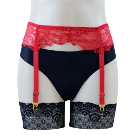 Luxallacki Floral Lace Garter Belt 4 Straps Suspender With Metal Clips