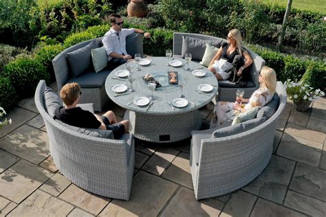 Maze Ascot Rattan Round Sofa Dining Set With Rising Table Casamo