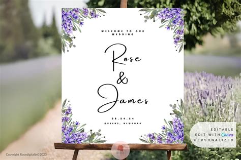 Wedding Welcome Sign Lavender Graphic by rosedigitaltr · Creative Fabrica