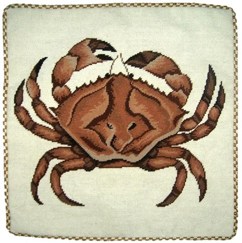 Brown Crab Needlepoint Pillow Village House Pillows