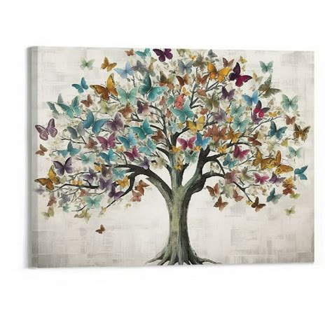 onetech butterfly pictures wall art large tree  life painting