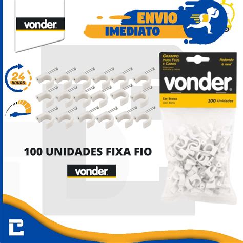 Kit Grampo Fixa Fio Cabo Miguelao Vonder Mm Ou Mm Branco Redondo