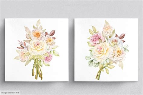 Conjunto De Acuarela De Ramos De Flores Hermosas Vector Gratis