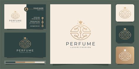 Luxury Design For Perfume Logo Template Linear Concept Style With Gold Color And Business Card