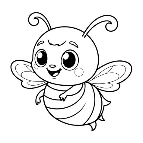 Dibujo De Libro Para Colorear De Abejas Para Niños Vector Premium