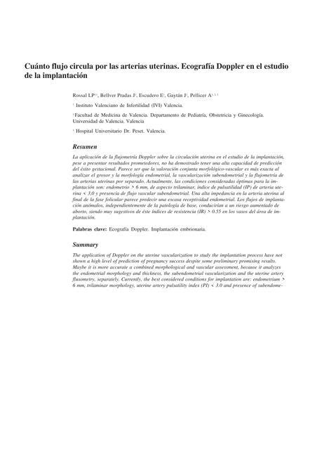 Cuánto flujo circula por las arterias uterinas Ecografía Doppler en el