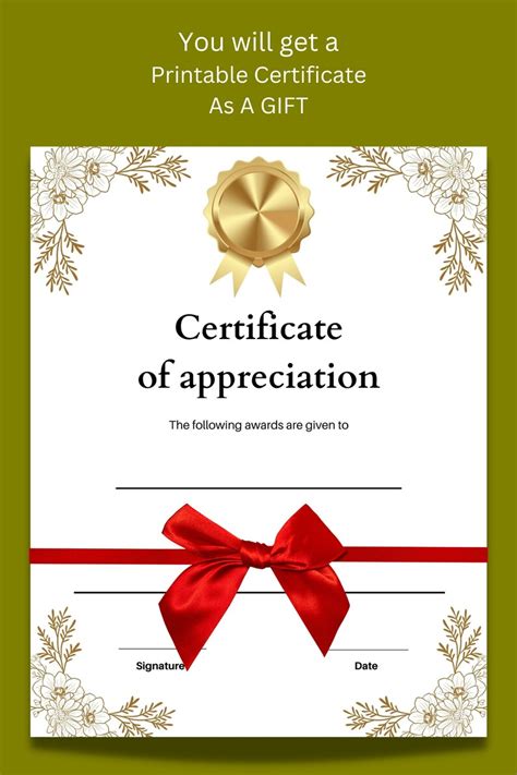 Editable Certificate of Appreciation Template, Printable Certificate of ...