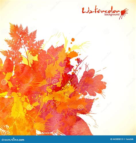 Watercolor Painted Autumn Leaves Vector Background Stock Vector