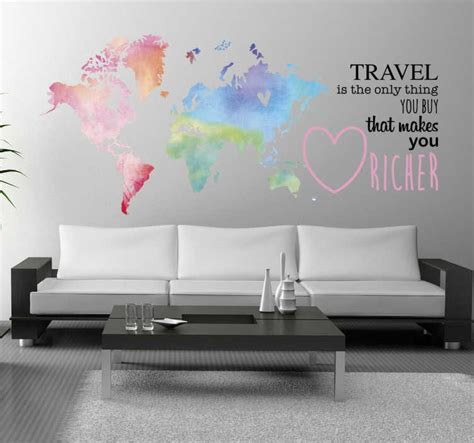 Travel world map wall sticker - TenStickers