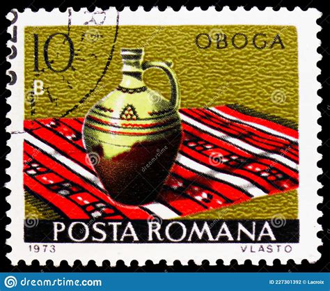 Postage Stamp Printed In Romania Shows Oboga Jug Romanian Ceramics