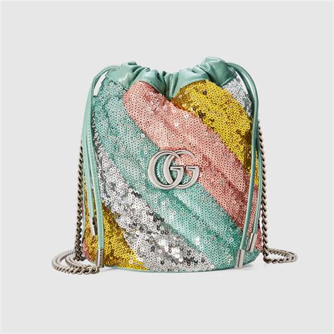 Silver GG Marmont Mini Sequin Bucket Bag GUCCI DK