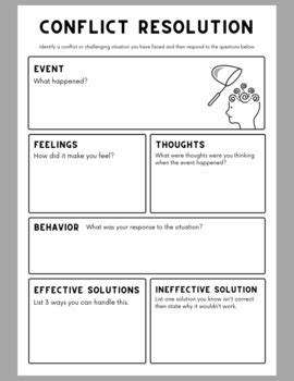 Conflict Resolution Worksheets - Coping Skills Worksheets