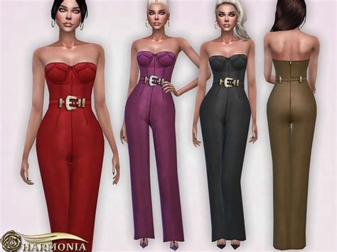 Harmonia S Vegan Leather Wide Leg Jumpsuit Sims 4 Mods Clothes Wide Leg Jumpsuit Jumpsuit