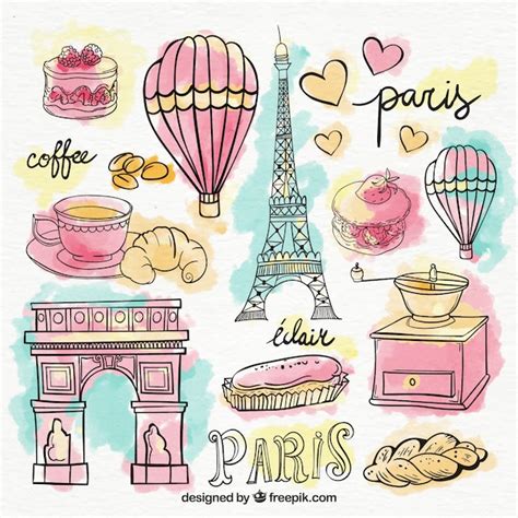 watercolor paris vectors illustrations    freepik