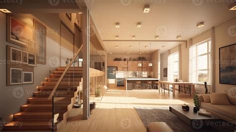 One Floor house Interior with Modern Style. 22773109 Stock Photo at ...