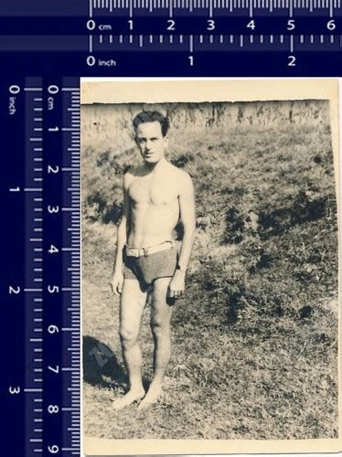 Shirtless Man Trunks Bulge Beach Guy Gay Int Male Physique Old Photo Original EBay