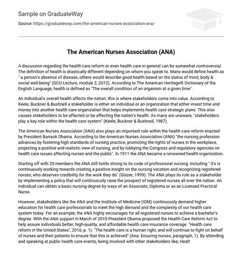 ⇉the American Nurses Association Ana Essay Example Graduateway