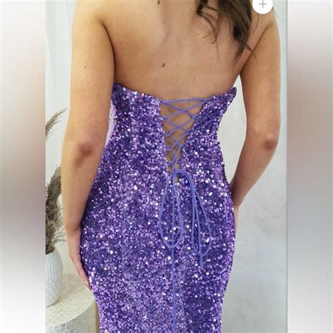 Portia And Scarlett Dresses Strapless Purple Sequin Gown By Cinderella Divine Ch51 Poshmark