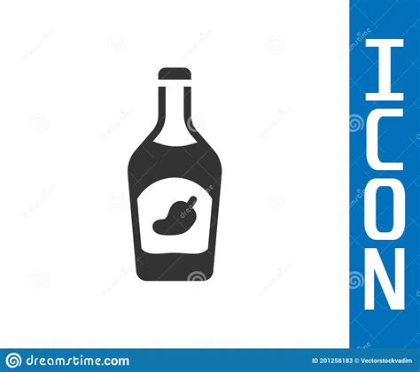 Grey Ketchup Bottle Icon Isolated On White Background Hot Chili Pepper Pod Sign Barbecue And