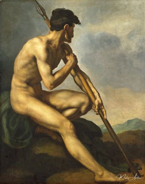 Nude Warrior with a Spear Théodore Géricault Museum quality Oil Painting Reproductions