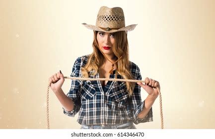 Sexy Blonde Woman Cowgirl Stock Photo 573126292 Shutterstock
