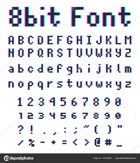 Pixel retro fuente, alfabeto de 8 bits Vector de stock #190709264 de