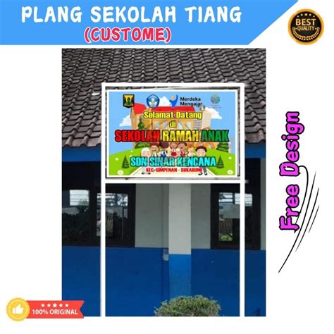 jual plang papan nama sekolah yayasan uks gudep tiang custom