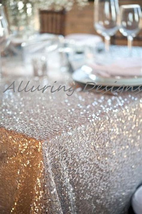 Silver Sequin Linens Tablecloth Runner Overlay Wedding Event Etsy Glitter Wedding Theme