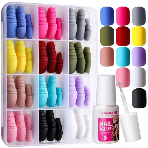 FANDAMEI Short Matte Press On Nails 12 Packs 288 PCS 12 Bright